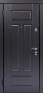 Дверь с серым МДФ и фрезеровкой
