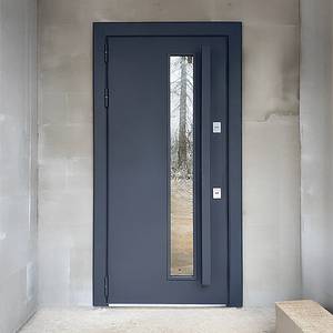 Современная дверь с узким тонированным стеклопакетом