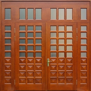 Парадная дверь из массива дерева со стеклом ПД-1