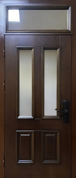 Металлическая остекленная дверь с накладными багетами МДФ